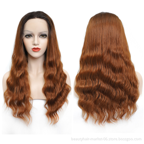 Cheap Factory Price 22inch Long Ombre Color Body Deep Wave Synthetic Hair Wigs for Black Woman Hd Lace Front Wig Heat Resistant